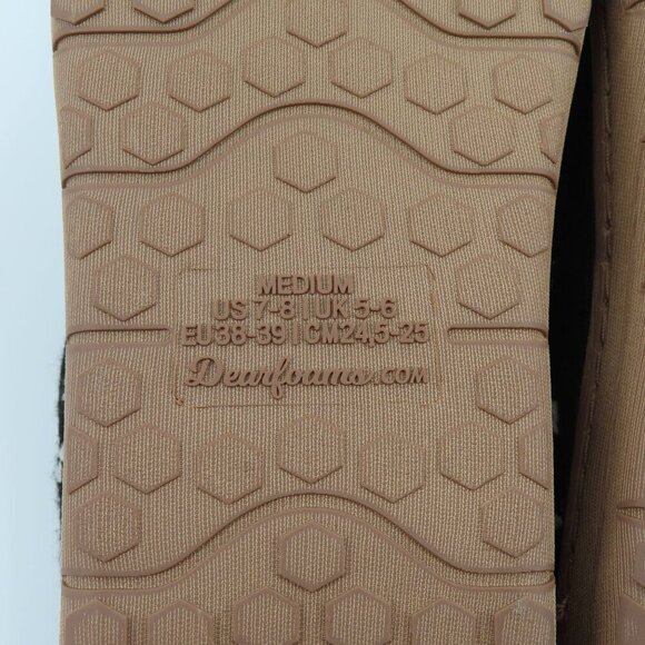 Dearfoams Medium 7-8 Black Cream Knit Memory Foam Indoor Outdoor Slippers NEW - Picture 12 of 14